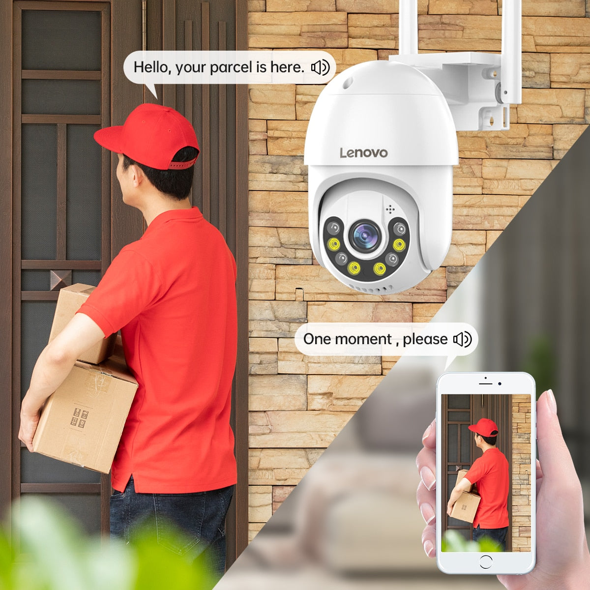 Lenovo 3MP PTZ WIFI IP Camera. Includes Audio CCTV Surveillance, Outdoor 4X Digital Zoom. Night Full Colour, Wireless and Waterproof Security Camera. No SD slot. Does not support 4G mobile.