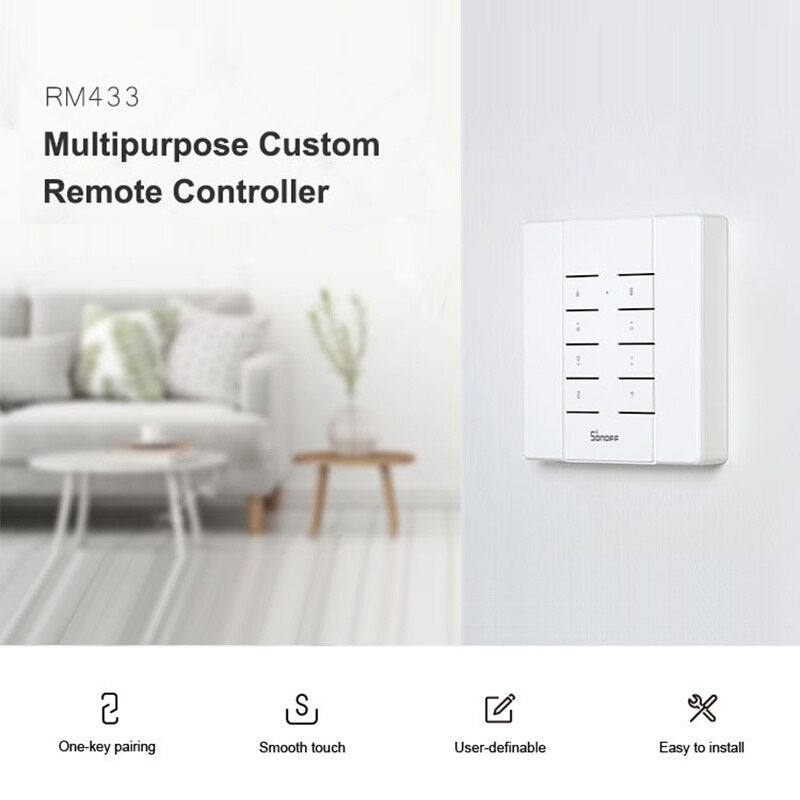 SONOFF RM433 Remote Control Multipurpose 8 Keys Custom 433 MHz RF Remote Controller. Works With SONOFF RF/4CH Pro/TX Series