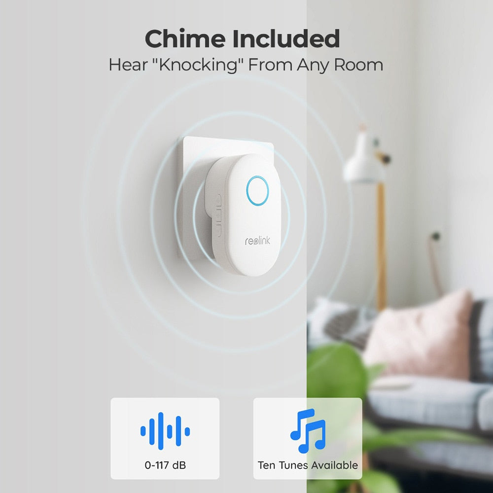 Reolink 2K+ Video Doorbell WiFi Smart Outdoor Home Video Intercom Human Detection Wired Door Bell PoE with Chime Support Alexa. UK Plug or EU Plug Available.