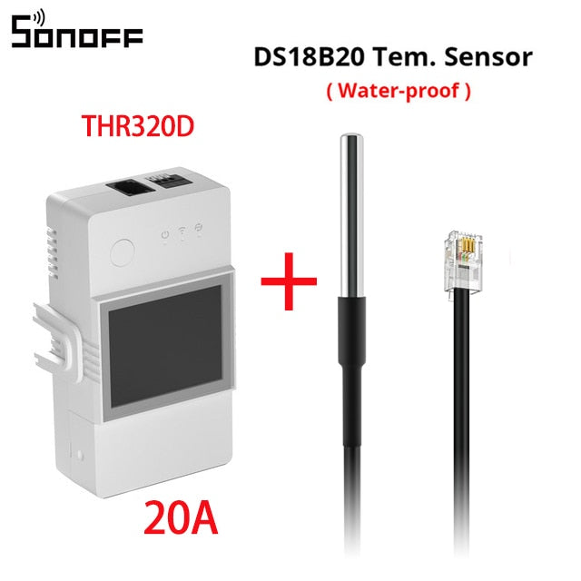 SONOFF TH Elite 16A or 20A Wifi Smart Temperature and Humidity Monitoring Switch. Add sensors THS01 or DS18b20 Sensor. Works Via eWelink App or Alexa App