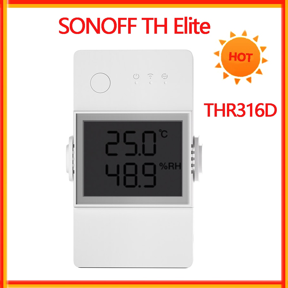 SONOFF TH Elite 16A or 20A Wifi Smart Temperature and Humidity Monitoring Switch. Add sensors THS01 or DS18b20 Sensor. Works Via eWelink App or Alexa App