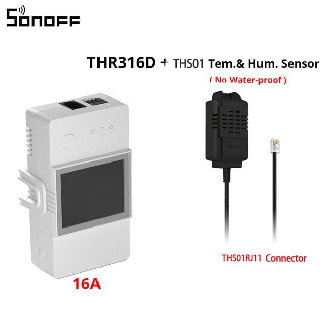 SONOFF TH Elite 16A or 20A Wifi Smart Temperature and Humidity Monitoring Switch. Add sensors THS01 or DS18b20 Sensor. Works Via eWelink App or Alexa App