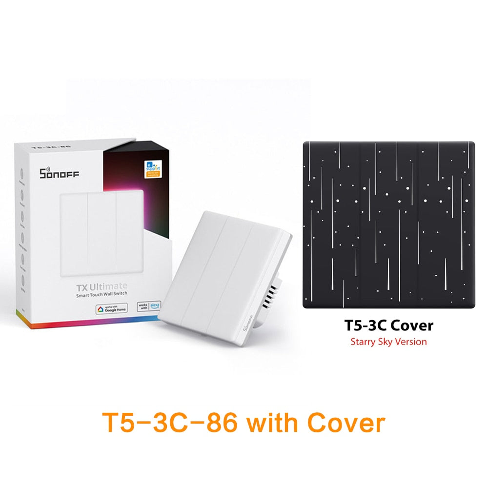 SONOFF TX Wifi Smart Wall Switch. Full Touch Access LED Light and Edge Multi-Sensory. Works with EWeLink APP and Voice Control, Alexa, Google Home