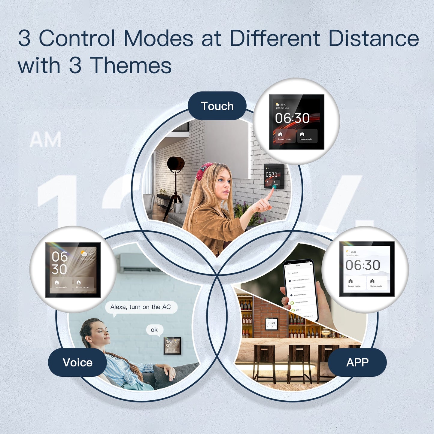 Alexa based Multi-functional Touch Screen Control Panel. 4-inch in-wall Central Control for Intelligent Scenes Smart Home. Built in Alexa. Works with Smart Life, Tuya App.