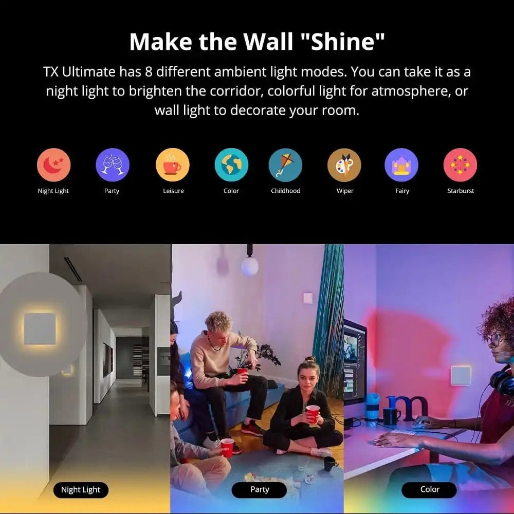 SONOFF TX Wifi Smart Wall Switch. Full Touch Access LED Light and Edge Multi-Sensory. Works with EWeLink APP and Voice Control, Alexa, Google Home