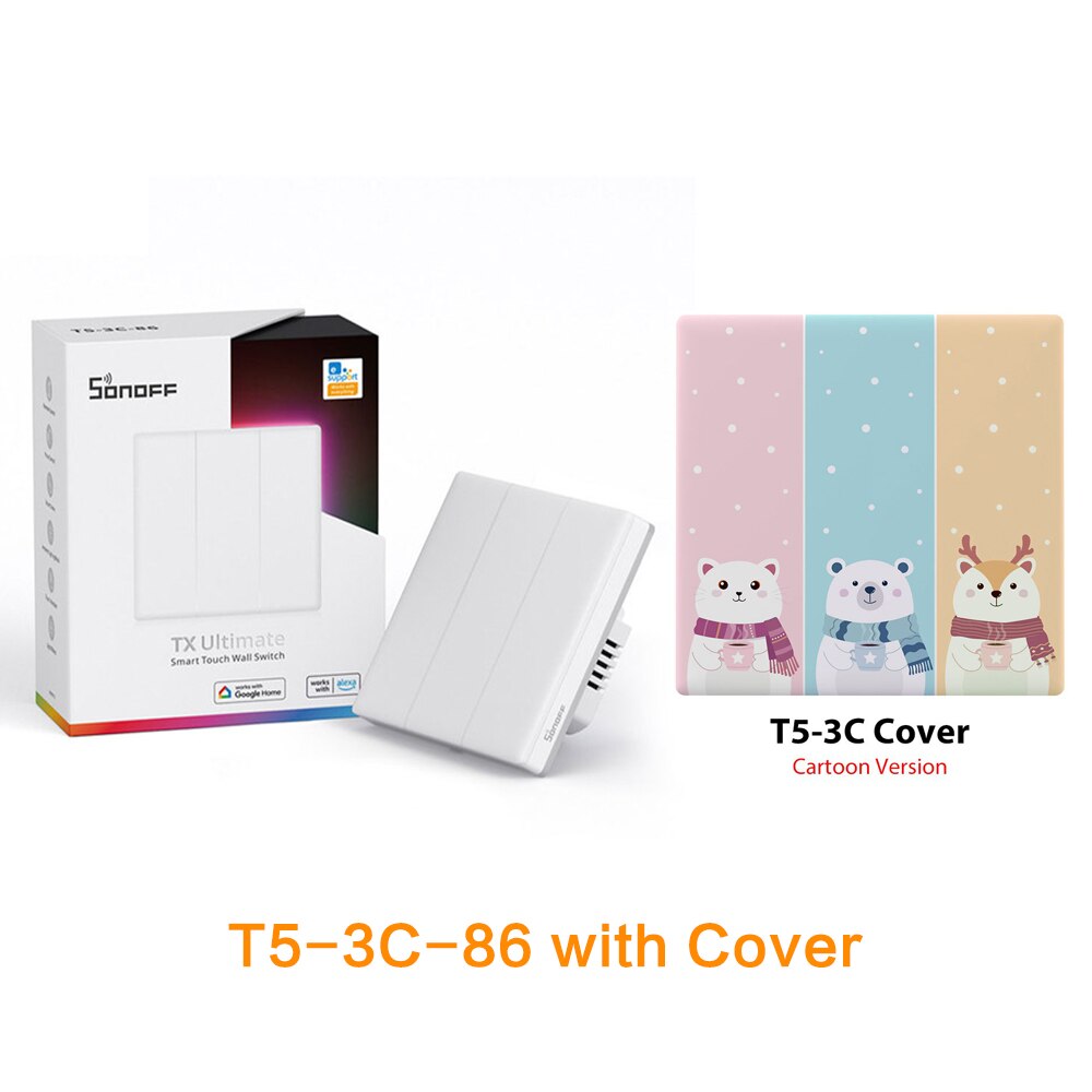 SONOFF TX Wifi Smart Wall Switch. Full Touch Access LED Light and Edge Multi-Sensory. Works with EWeLink APP and Voice Control, Alexa, Google Home