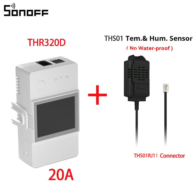 SONOFF TH Elite 16A or 20A Wifi Smart Temperature and Humidity Monitoring Switch. Add sensors THS01 or DS18b20 Sensor. Works Via eWelink App or Alexa App