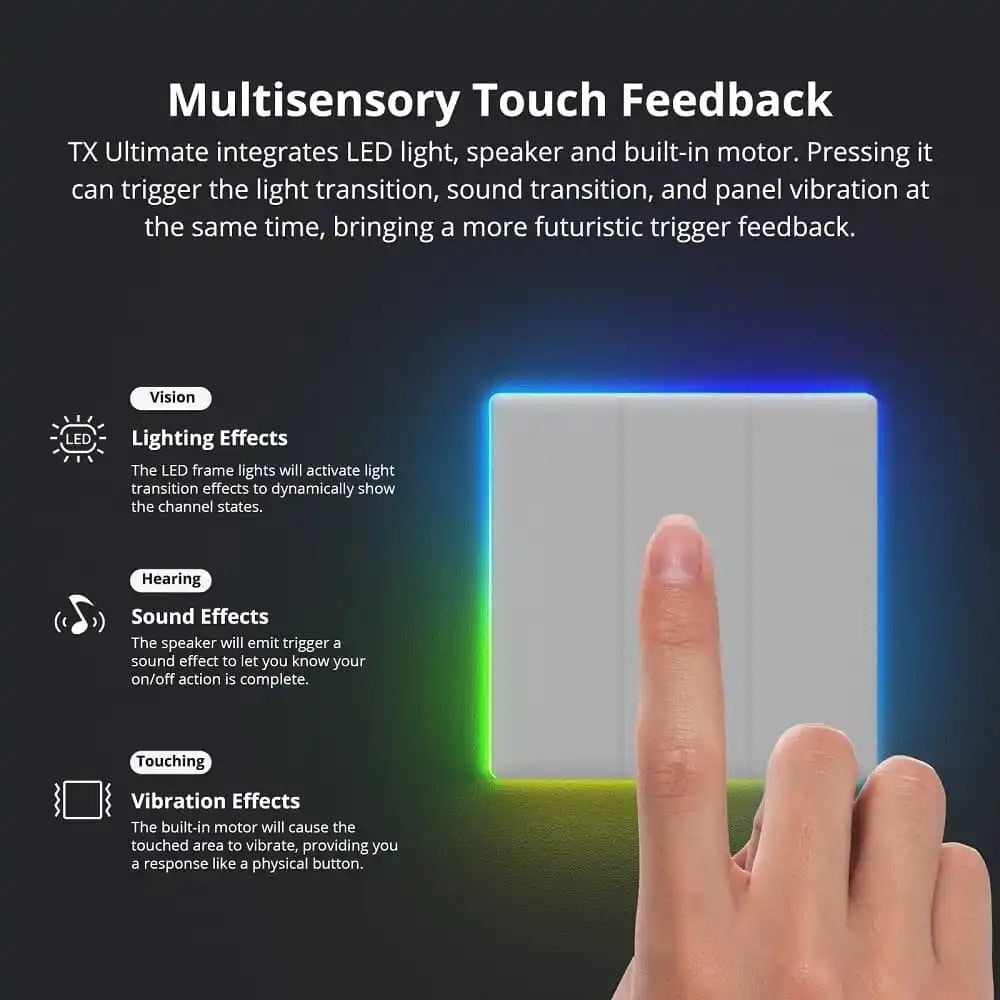 SONOFF TX Wifi Smart Wall Switch. Full Touch Access LED Light and Edge Multi-Sensory. Works with EWeLink APP and Voice Control, Alexa, Google Home
