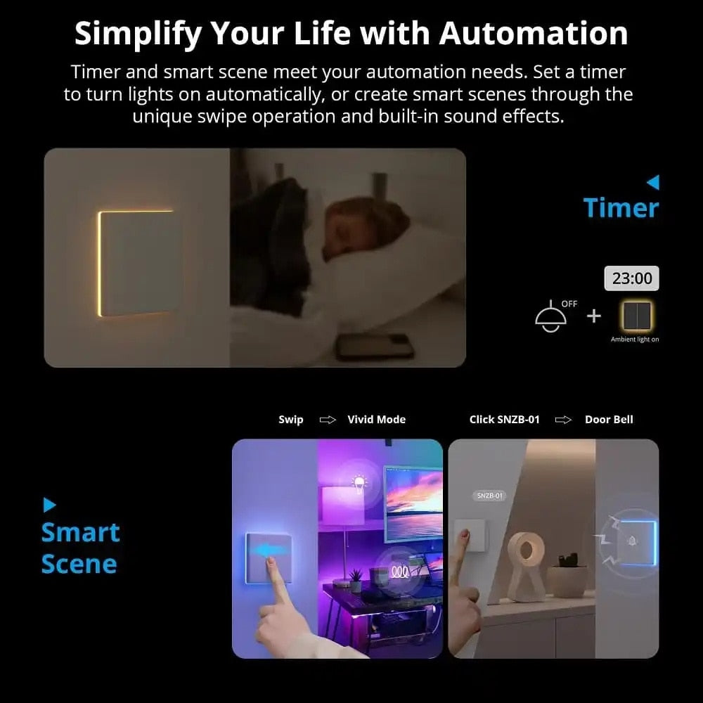 SONOFF TX Wifi Smart Wall Switch. Full Touch Access LED Light and Edge Multi-Sensory. Works with EWeLink APP and Voice Control, Alexa, Google Home