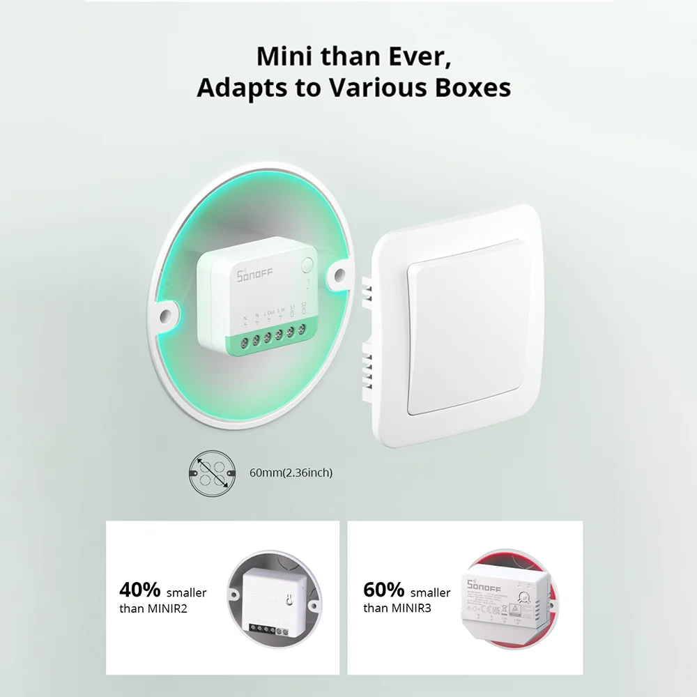 SONOFF MINI Extreme Wi-Fi Smart Switch MINIR4M Matter Compatible Smart switch. Smart Home switch that works with Alexa, eWelink, and similar apps.