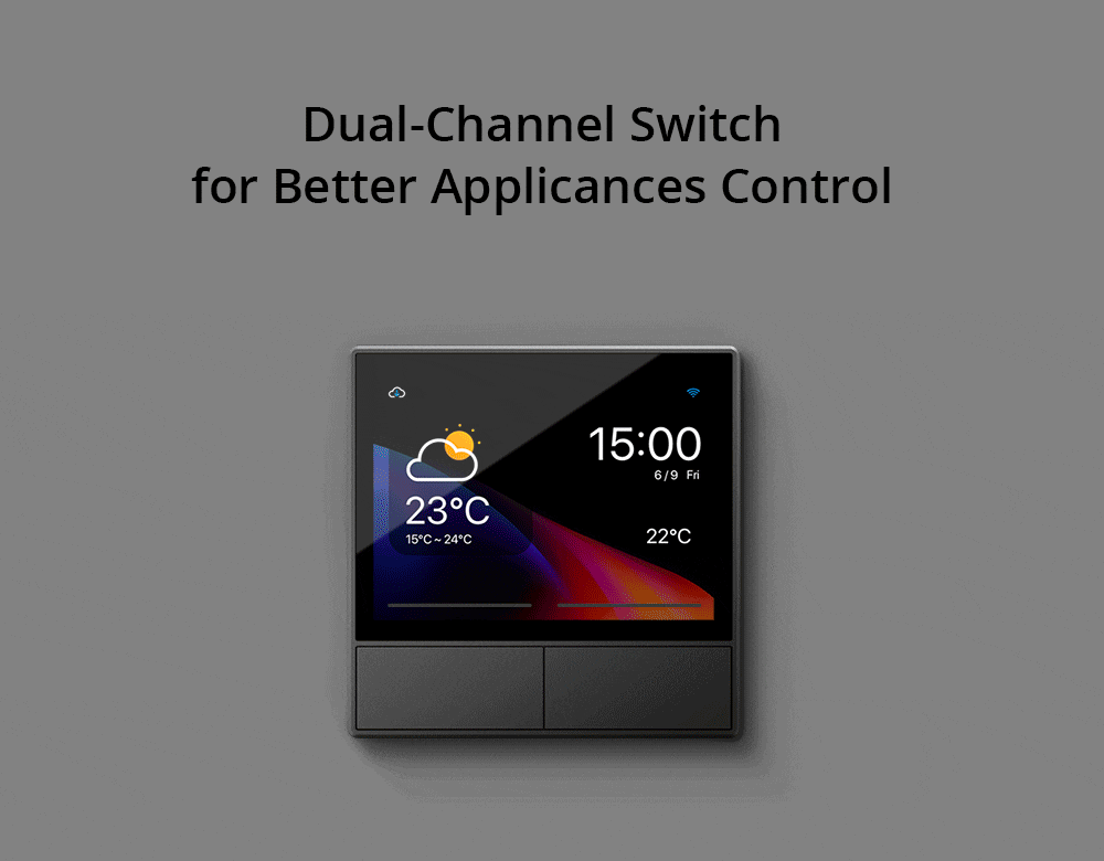 SONOFF NS Panel. 2 button light switch with smart features. Works with Ewelink, Alexa, Google Home and SmartThings