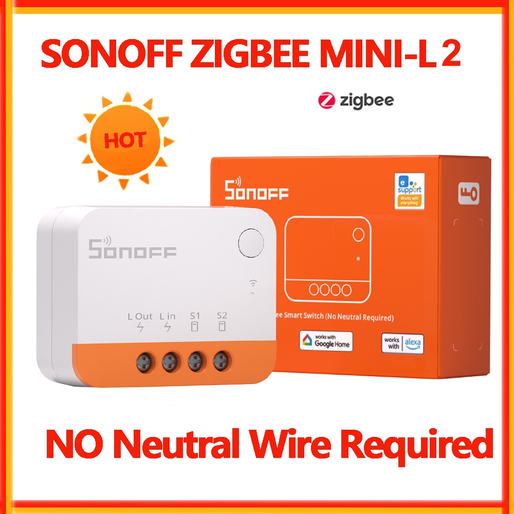 SONOFF ZBMINI L2 Zigbee 3.0. No Neutral Wire Required. Smart Extreme Zigbee Switch Via eWelink APP. Works With Zigbee Bridge Hub.