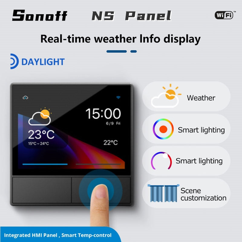 SONOFF NS Panel. 2 button light switch with smart features. Works with Ewelink, Alexa, Google Home and SmartThings