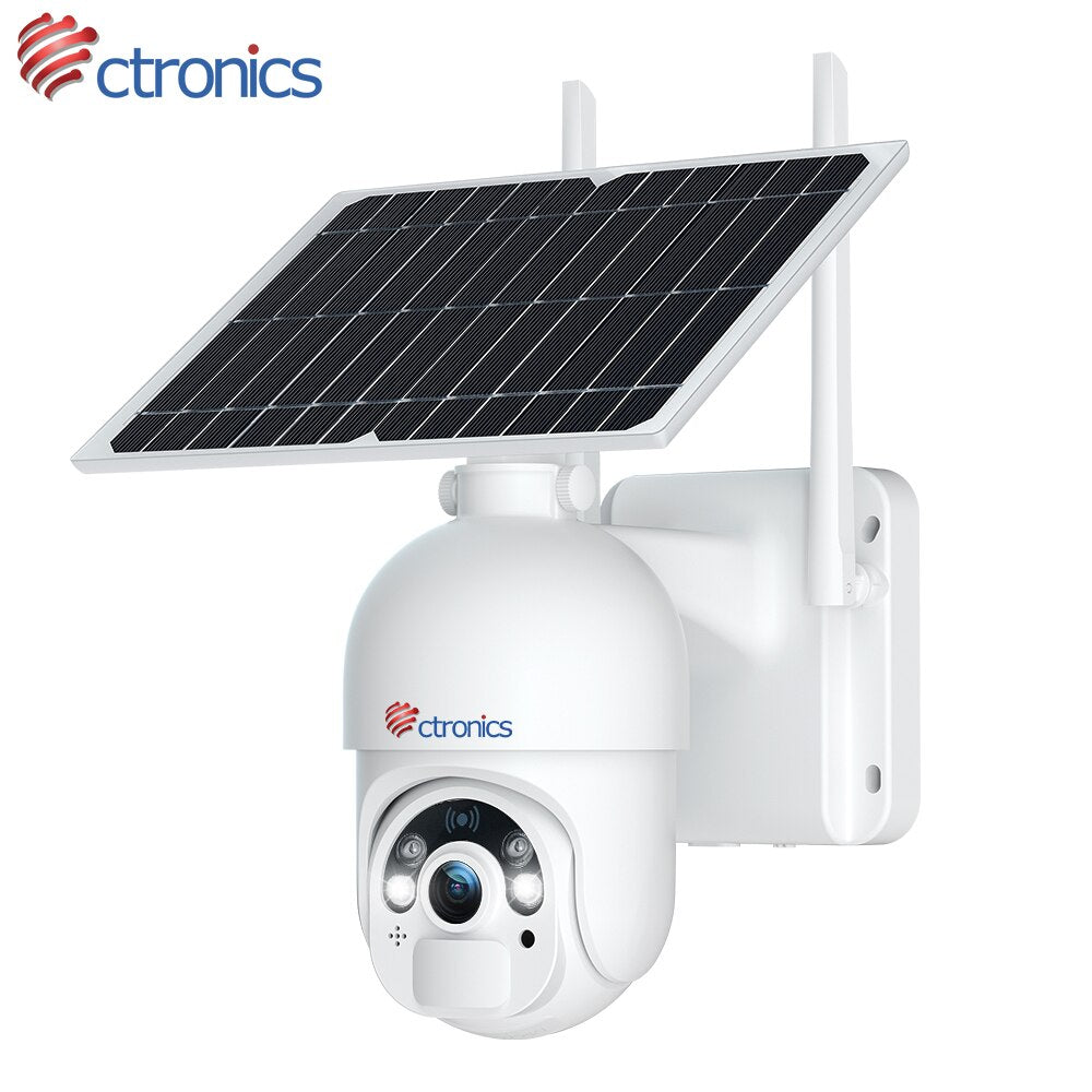 Ctronics (4G not wifi) Solar Panel Security Camera. 4G LTE 10000mAh  battery, Color Night Vision Auto Cruise IP Camera with Smart Tracking CCTV.