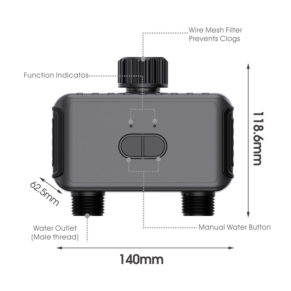 WiFi Bluetooth-compatible 2 Outlet Garden Water Timer Wireless