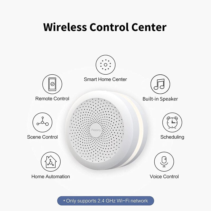 Latest Aqara Smart Hub M1S Gateway. Wireless and Zigbee 3.0. Apple Homekit and Aqara apps supported.