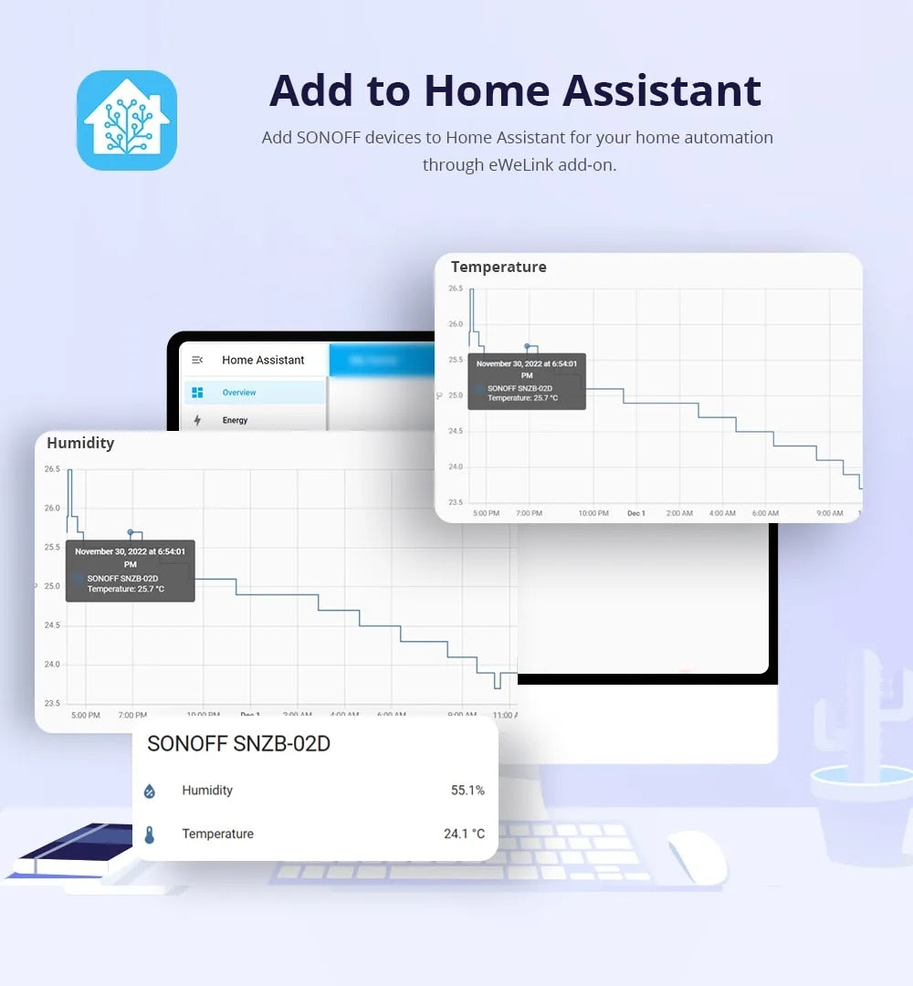 SONOFF SNZB-02D Zigbee Smart Temperature Humidity Sensor with Large LCD. Remote Real-time Monitoring via Ewelink APP and works with Alexa & Google Home