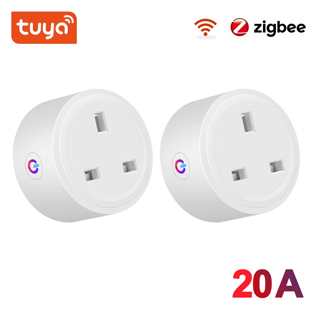 Tuya Wifi 20A UK Smart Plug Mini Power Monitor Socket Remote Vioce App  Control