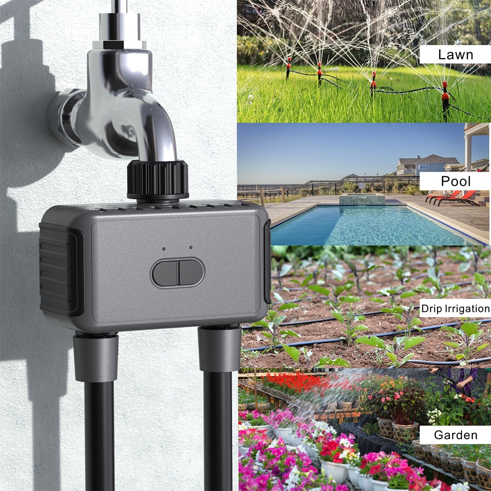 WiFi Bluetooth-compatible 2 Outlet Garden Water Timer Wireless