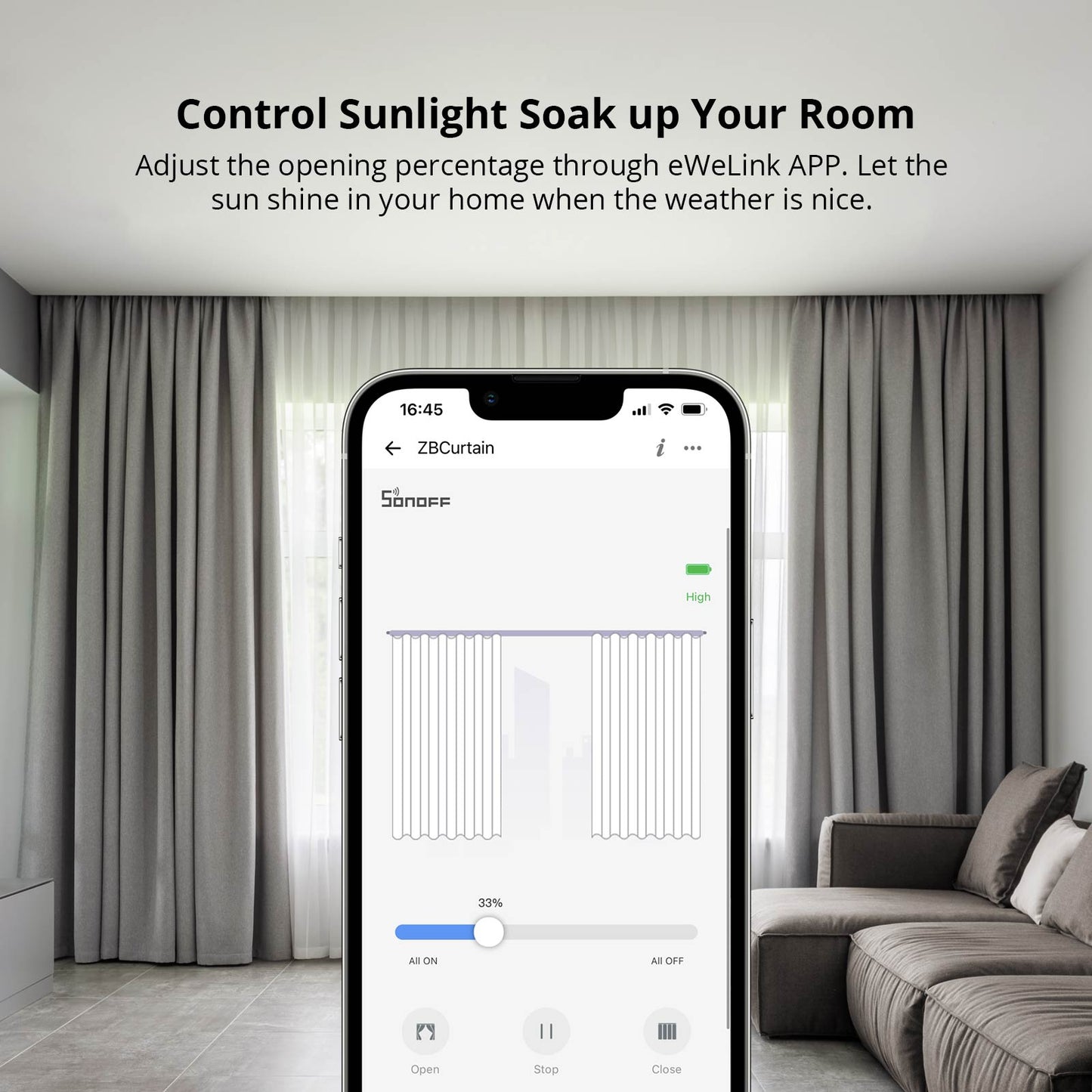 SONOFF ZBCurtain Zigbee Smart Curtain Motor Type C Electric Curtain Motors eWeLink App Remote Control Smart Home Solar Panel