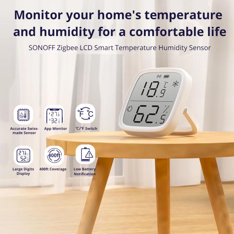 SONOFF SNZB-02D Zigbee Smart Temperature Humidity Sensor with Large LCD. Remote Real-time Monitoring via Ewelink APP and works with Alexa & Google Home