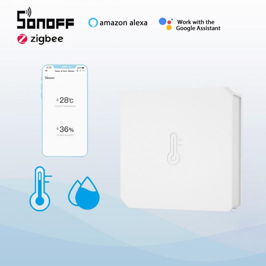 Temperature And Humidity Sensor -  SONOFF SNZB-02 Zigbee. Smart Real-Time Sync via eWeLink App. Works with Alexa and Google Home