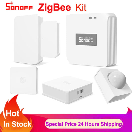 Sonoff Zigbee Devices. Select from Zigbee Bridge-P, Zigbee 3.0 Gateway Hub, SNZB-01, SNZB-04 Temperature Humidity Door/Window Motion Sensor. Works with eWelink, Google home, SmartThings